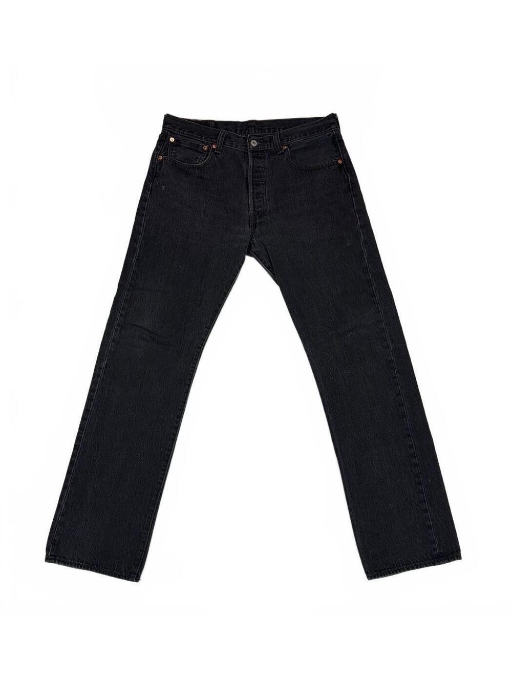 Vintage Straight Leg Levi's 501 Jeans Mens W33 L34 Black Denim Button Fly
